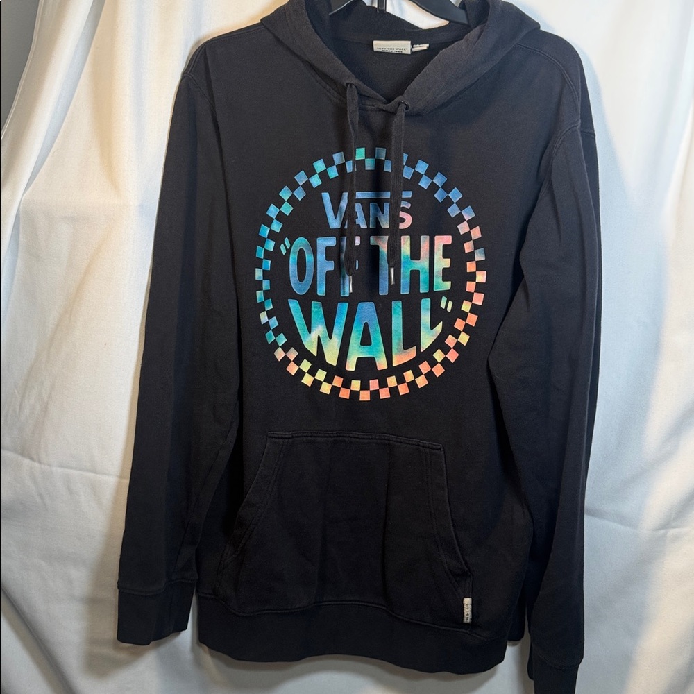 Vans Off The Wall Black Ombre Checkerboard Logo Hoodie Sweatshirt Medium M
